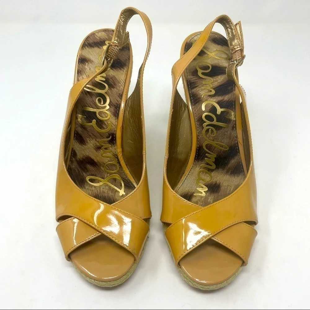 Sam Edelman Women's Leather Espadrille Sandals Sling Back | Wedge Heels